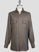 kiton Brown Cashmere Silk Linen Shirt