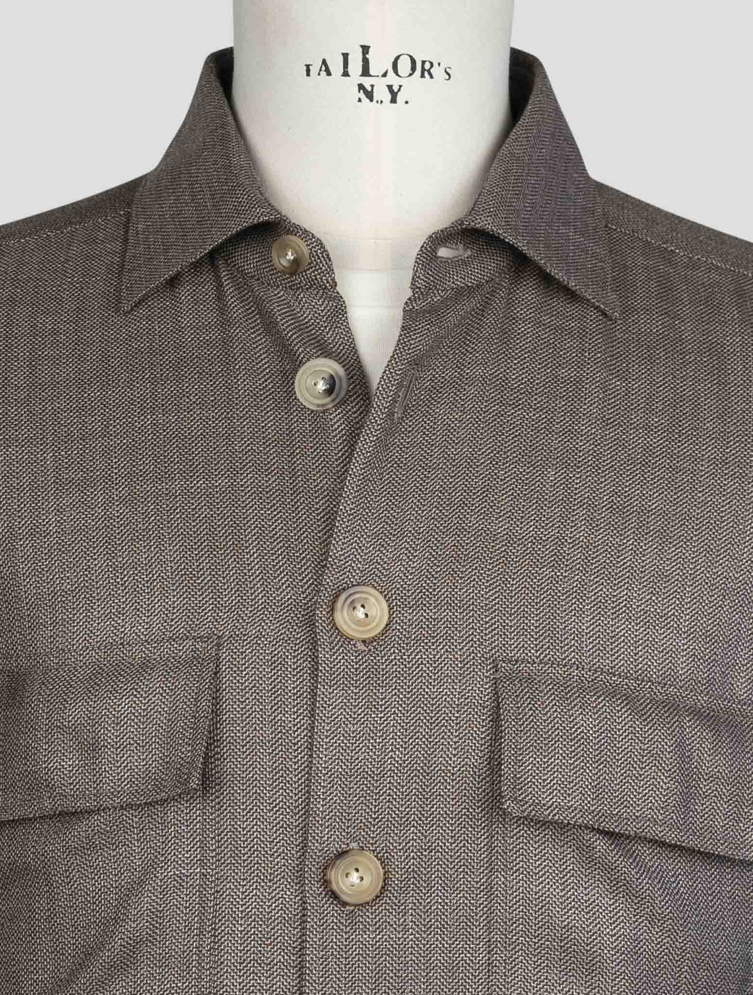 kiton Brown Cashmere Silk Linen Shirt