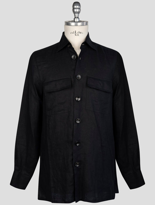kiton Black Linen Shirt