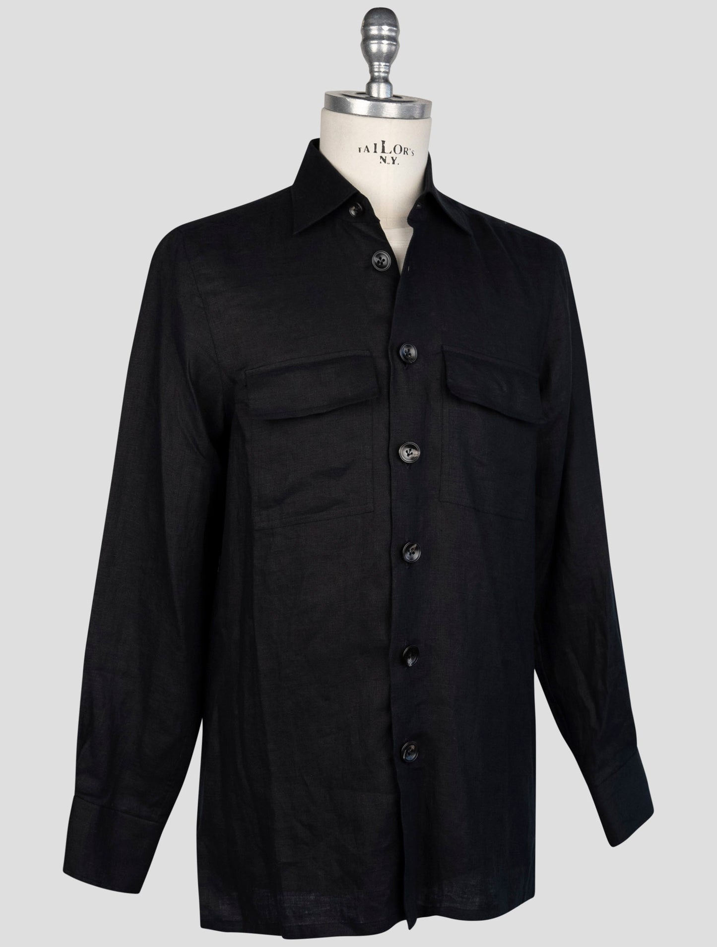 kiton Black Linen Shirt