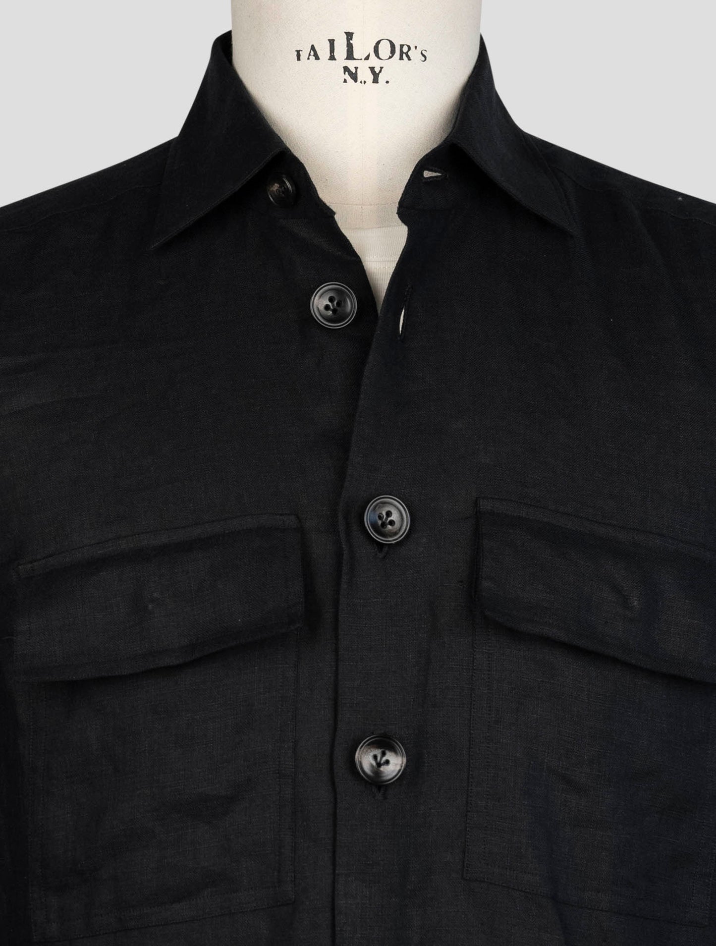 kiton Black Linen Shirt