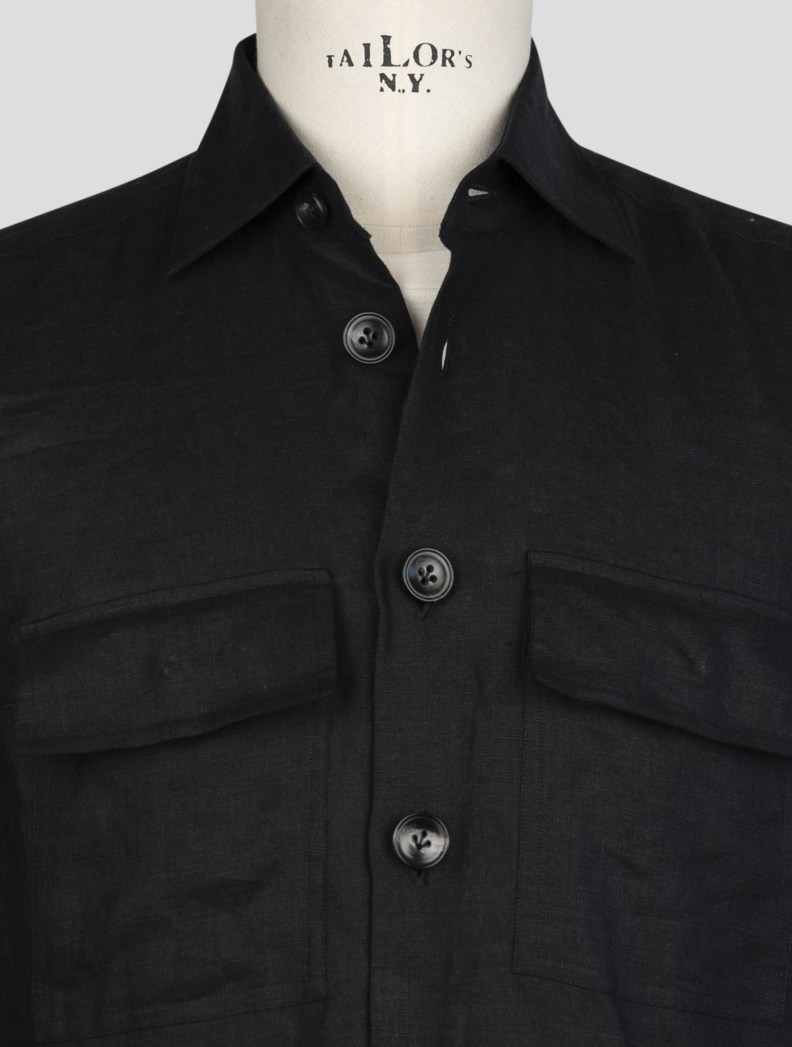 kiton Black Linen Shirt