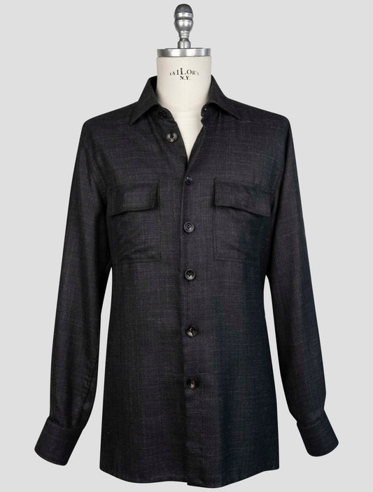 kiton Dark Gray  Cashmere Linen Silk Shirt
