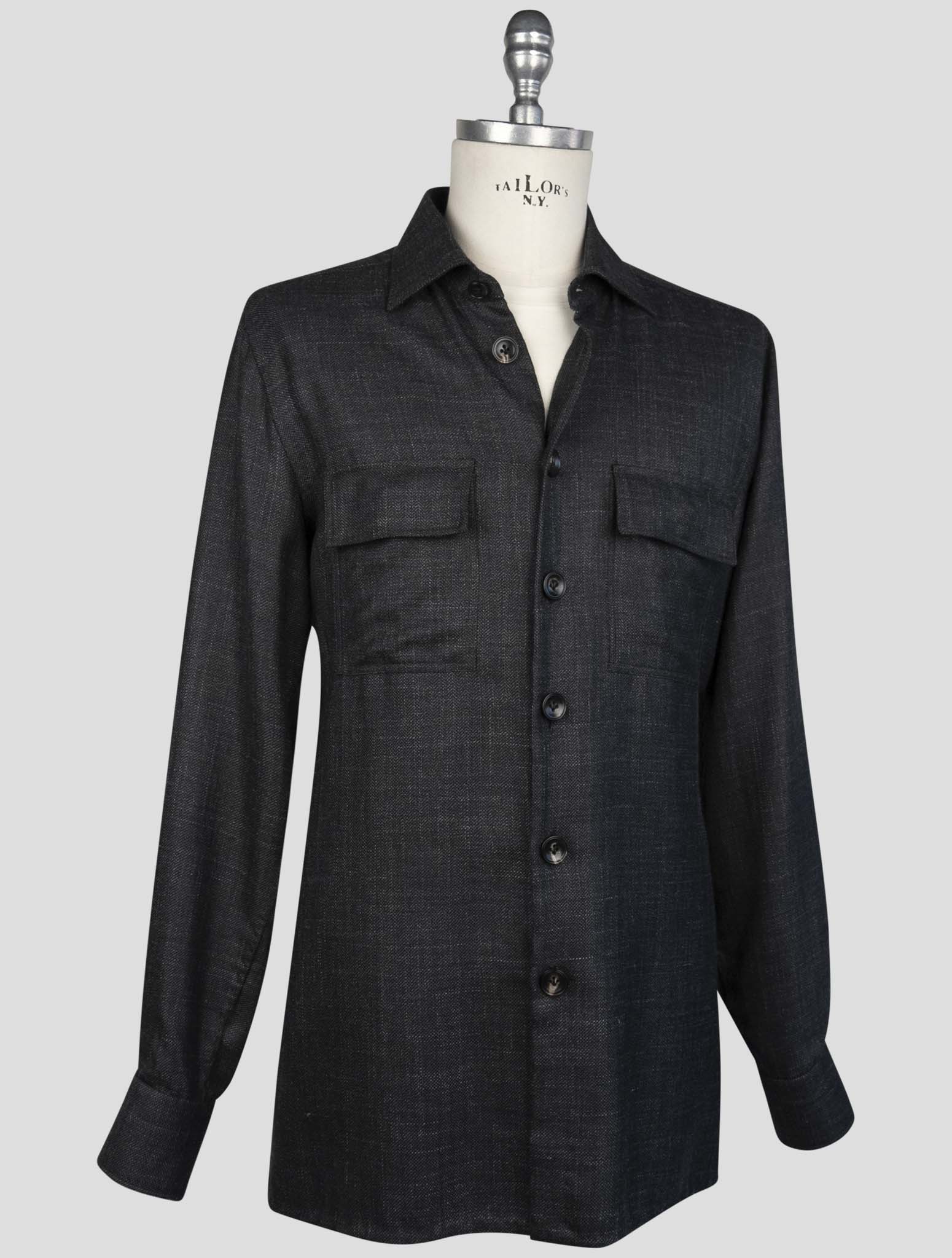kiton Dark Gray  Cashmere Linen Silk Shirt