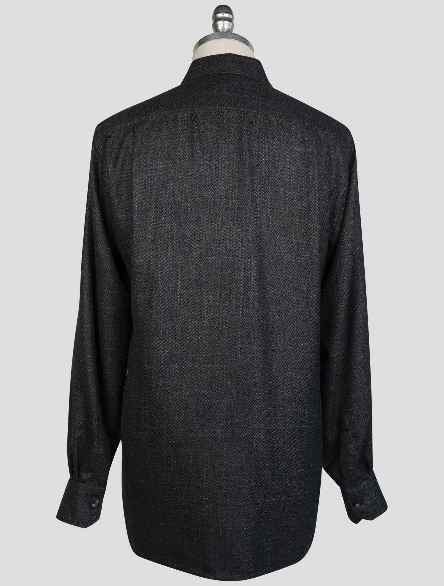kiton Dark Gray  Cashmere Linen Silk Shirt