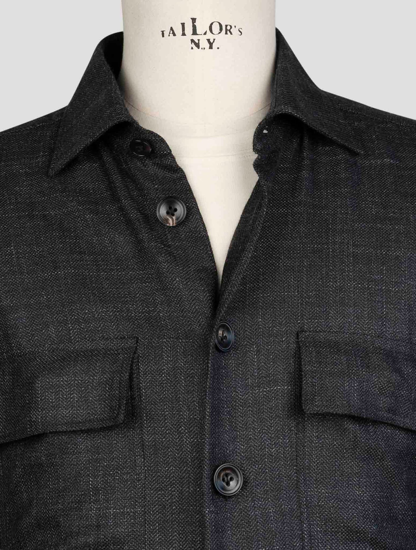 kiton Dark Gray  Cashmere Linen Silk Shirt