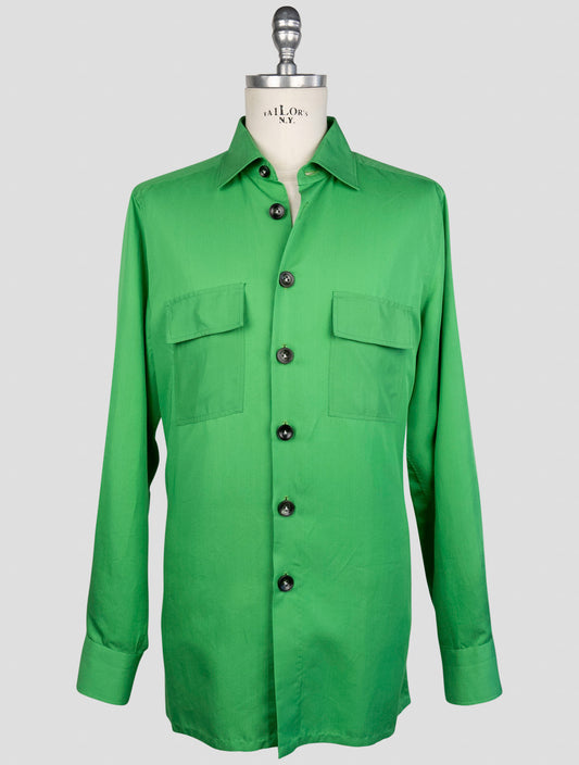 kiton Green Lyocell Viscose Silk  Shirt