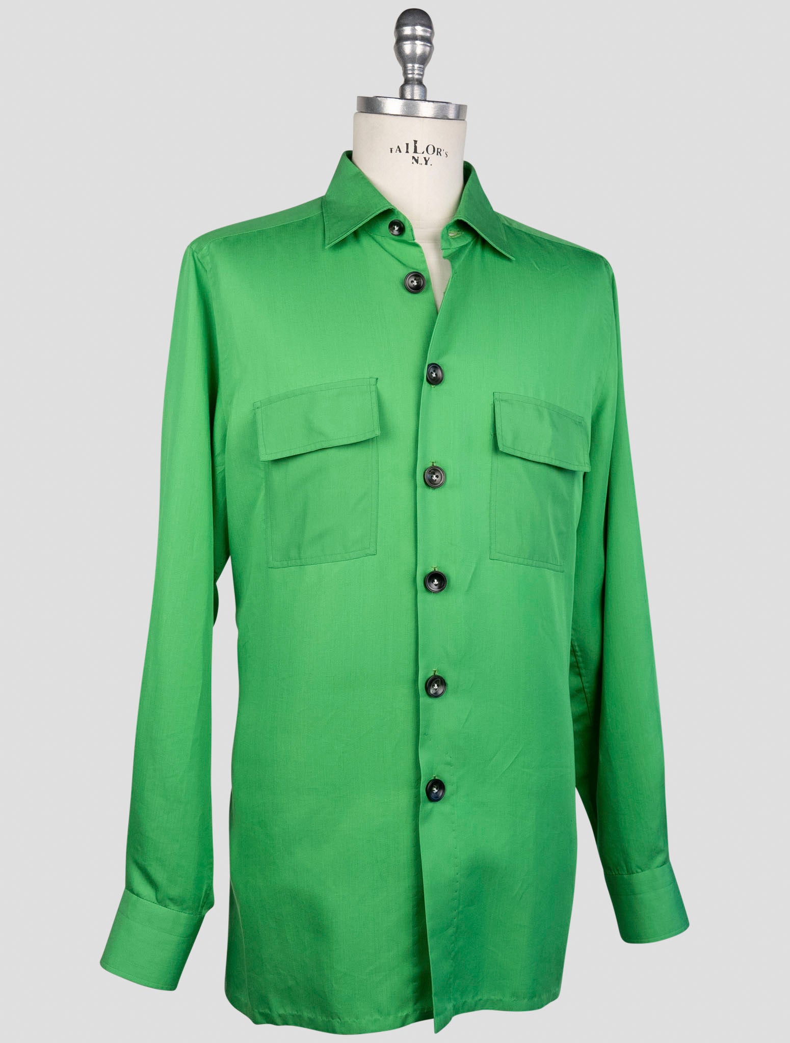 kiton Green Lyocell Viscose Silk  Shirt