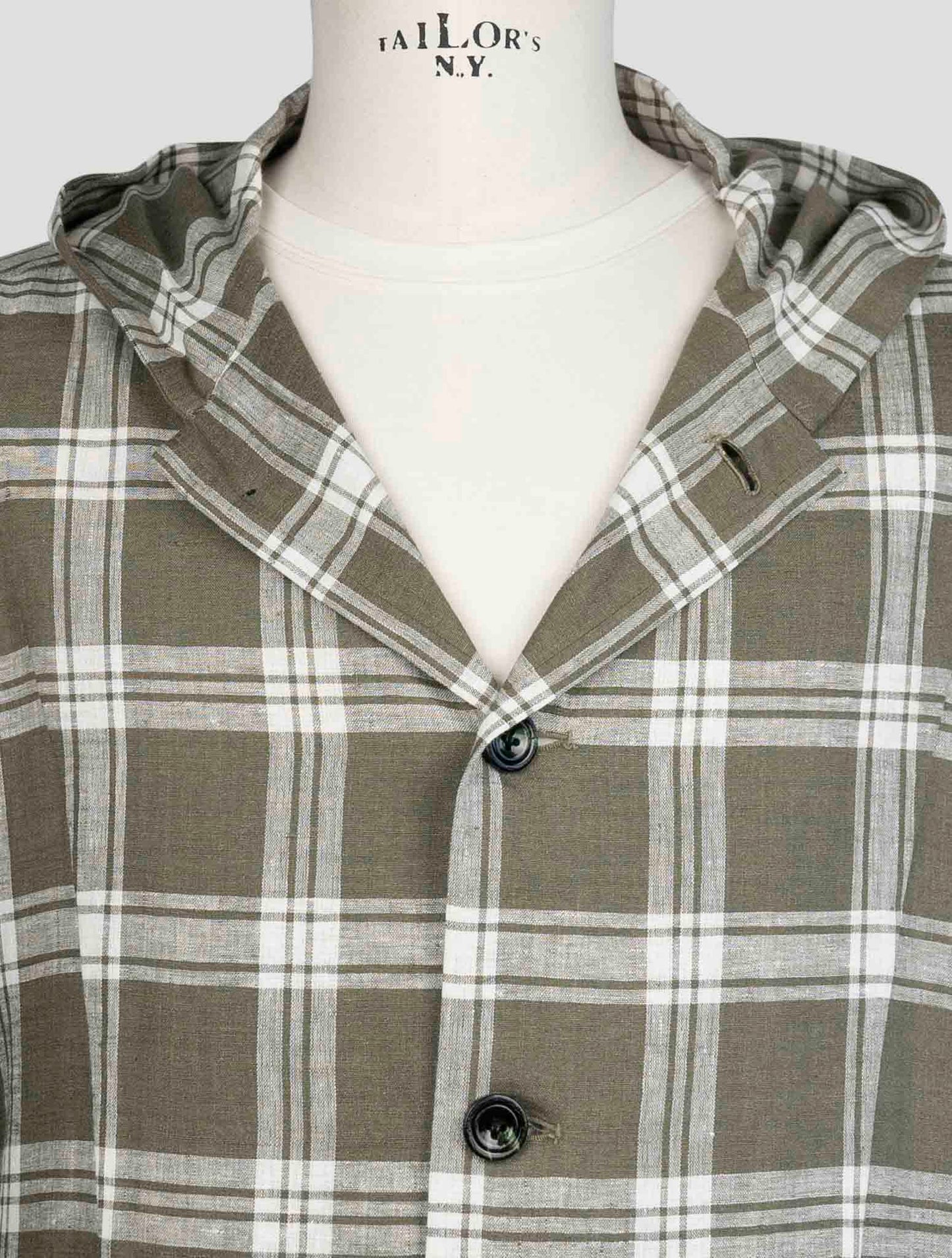 kiton Green White Linen Ea Pl Shirt Luca