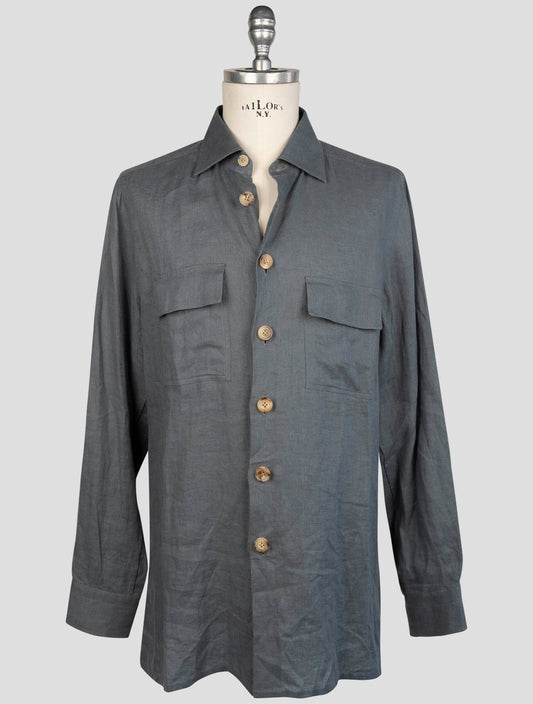 kiton Gray Linen  Shirt