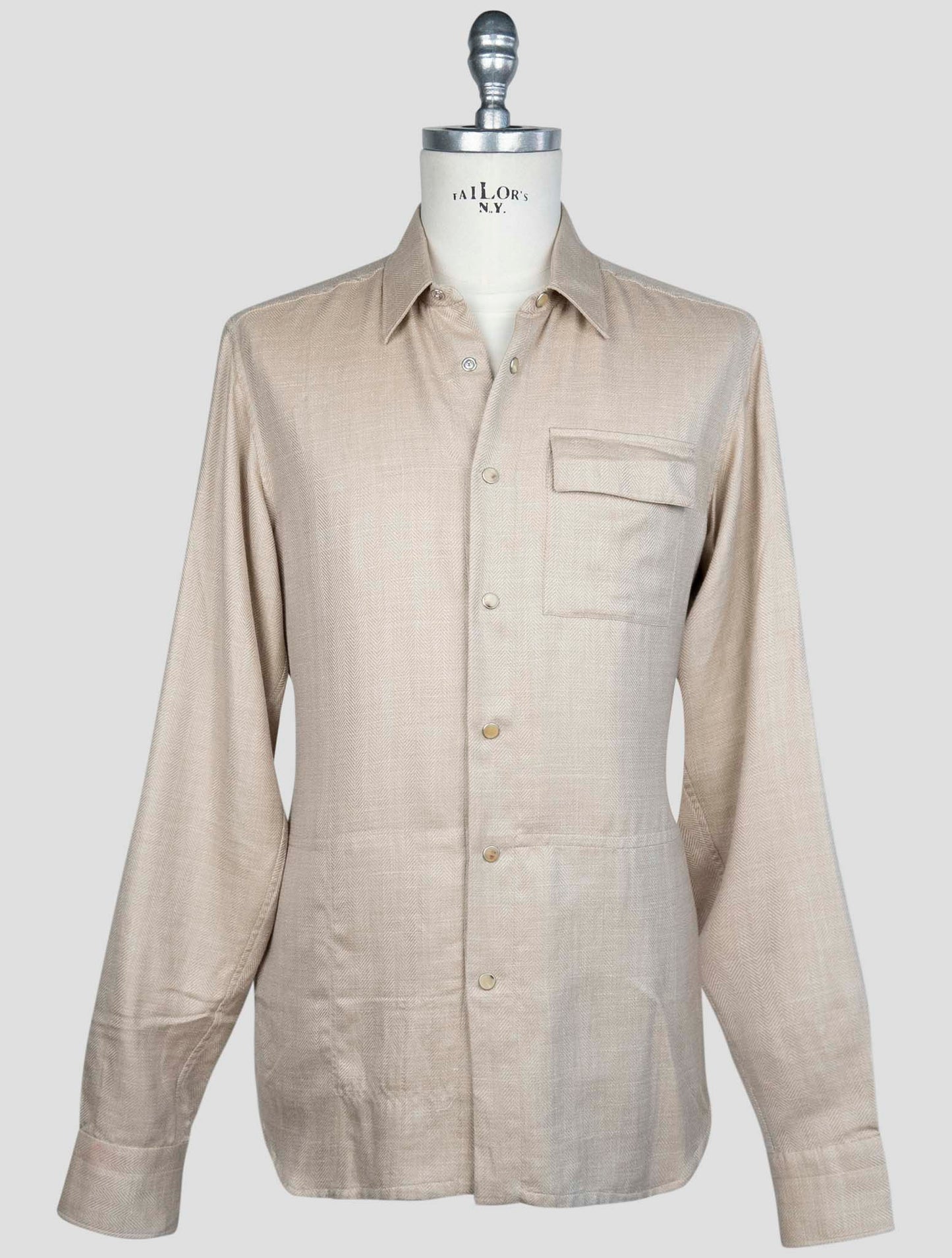 Kiton Beige Cashmere Silk Linen Shirt Buba