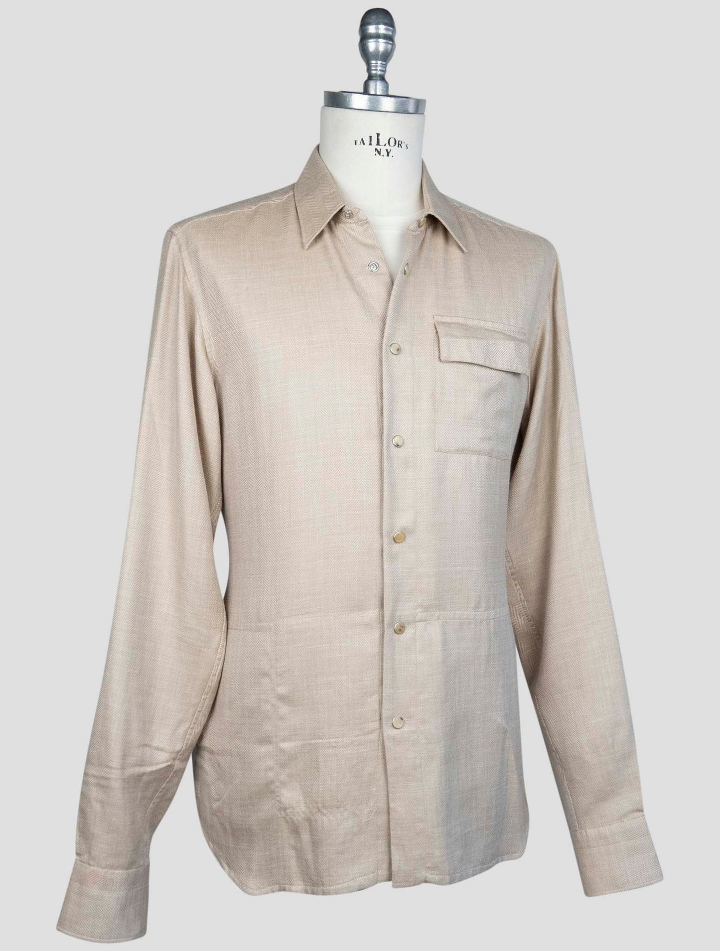 Kiton Beige Cashmere Silk Linen Shirt Buba