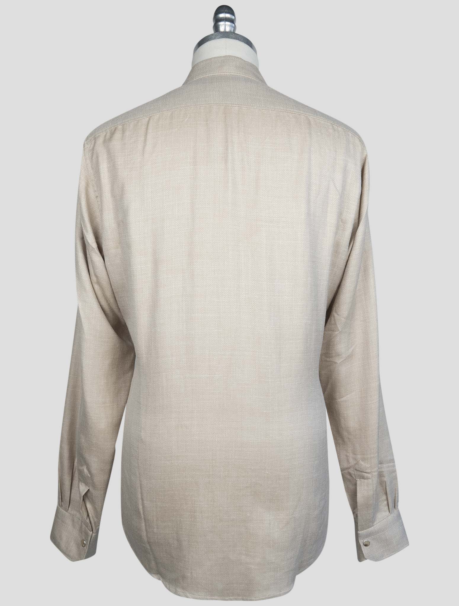Kiton Beige Cashmere Silk Linen Shirt Buba
