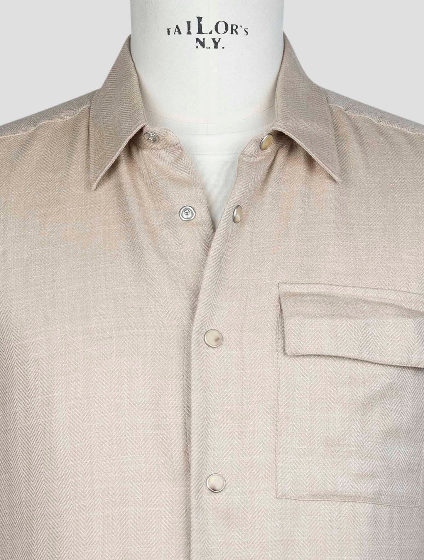 Kiton Beige Cashmere Silk Linen Shirt Buba