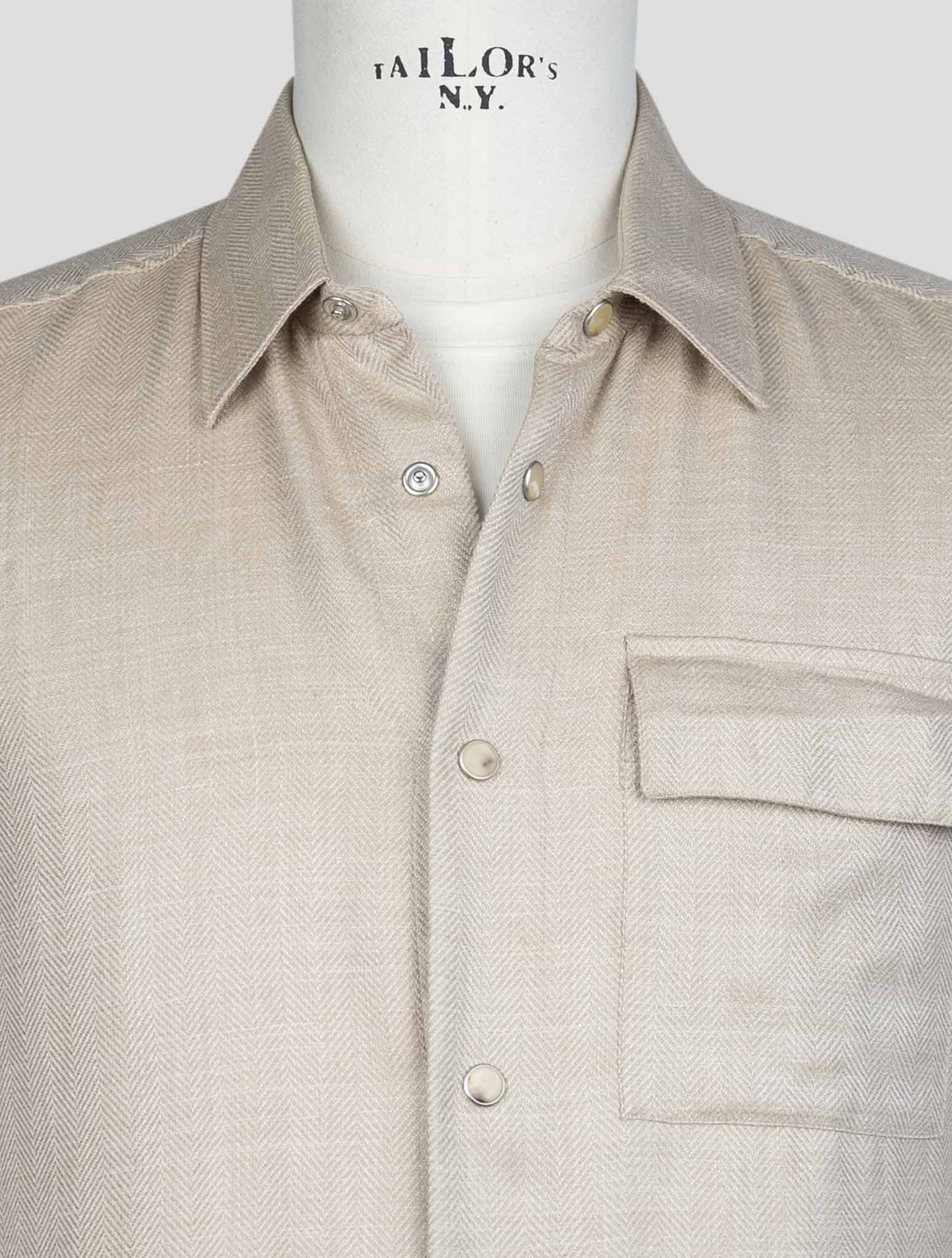 Kiton Beige Cashmere Silk Linen Shirt Buba