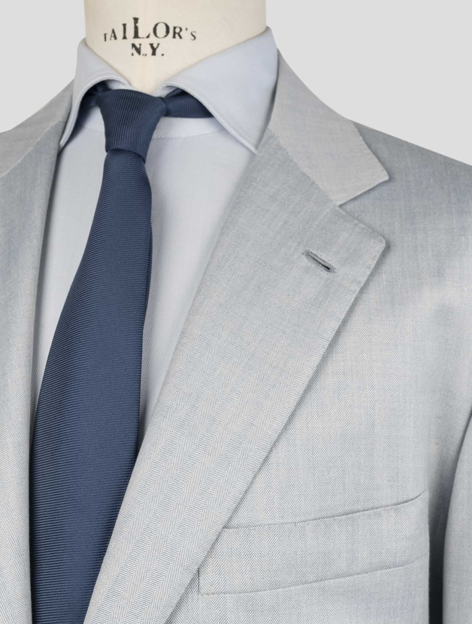 Kiton Light Blue Cashmere Wool Silk Linen Ea Suit