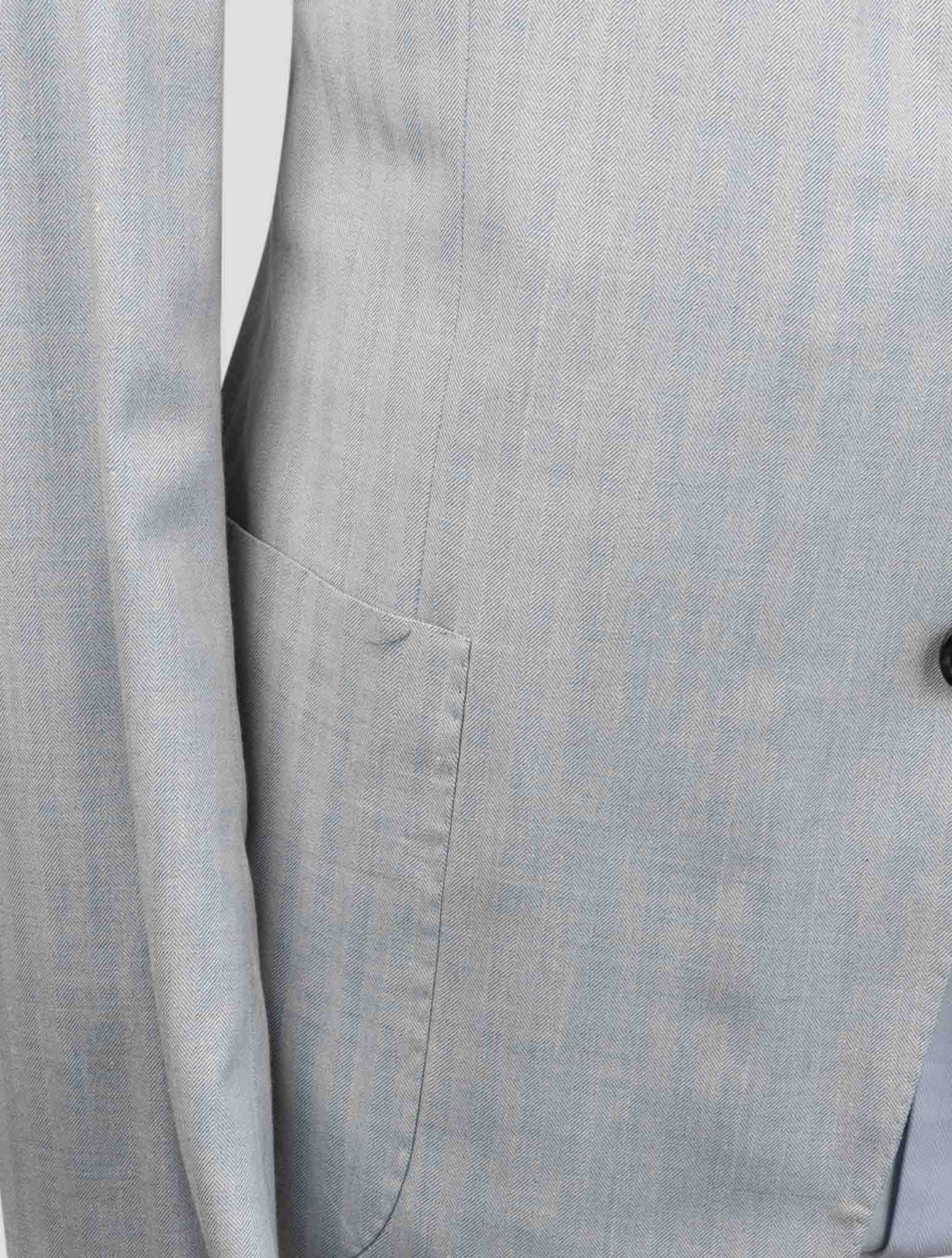 Kiton Light Blue Cashmere Wool Silk Linen Ea Suit