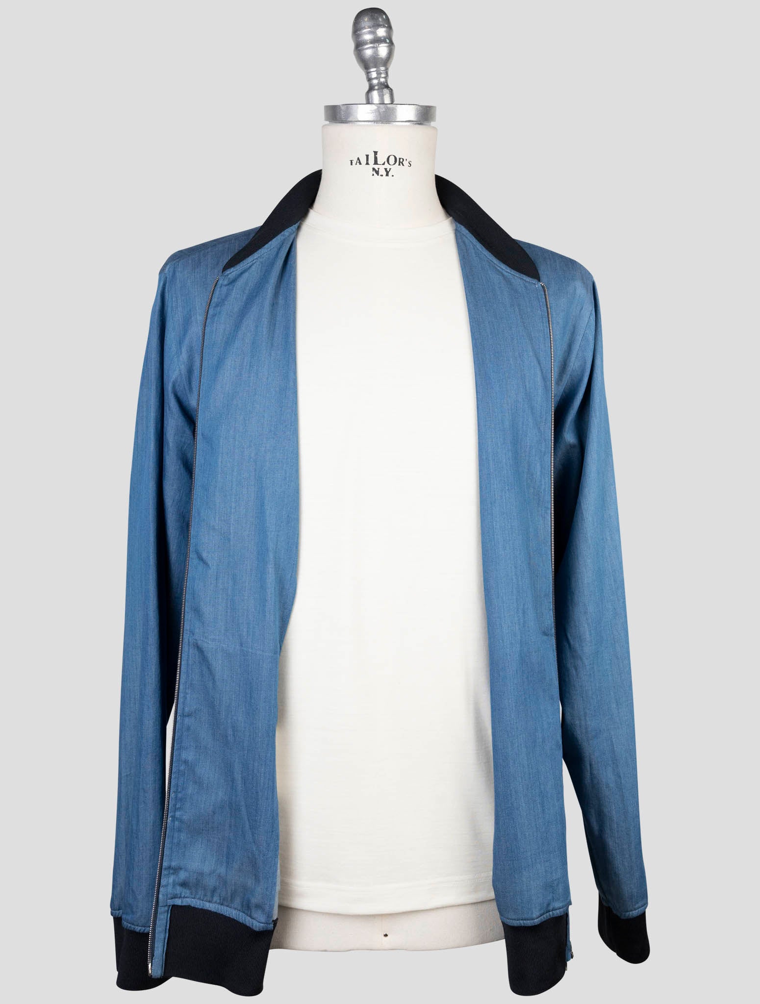 Kiton Light Blue Cotton Coat