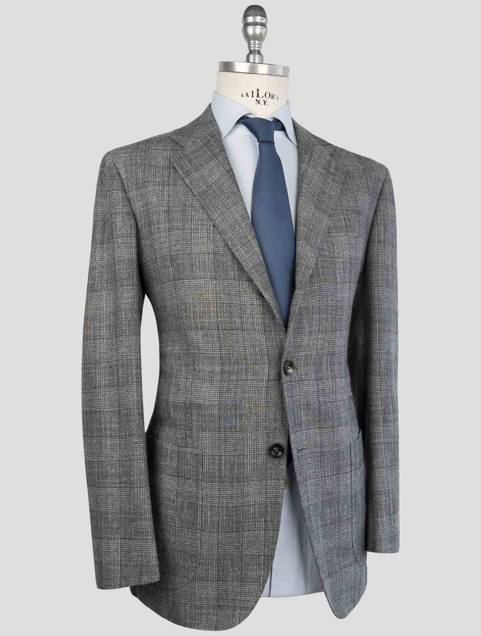 Kiton Light Gray Cashmere Virgin Wool Silk Linen Suit