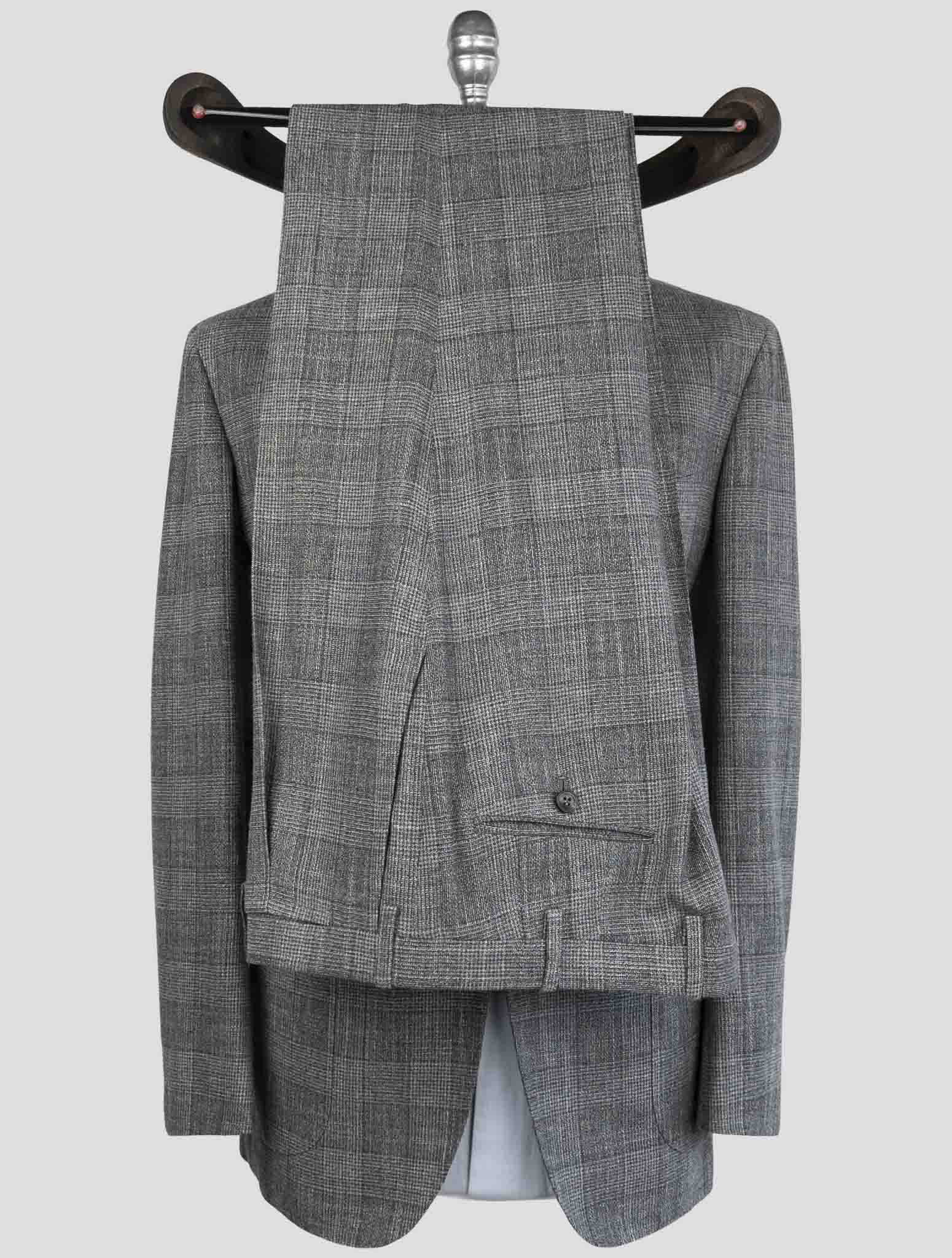Kiton Light Gray Cashmere Virgin Wool Silk Linen Suit