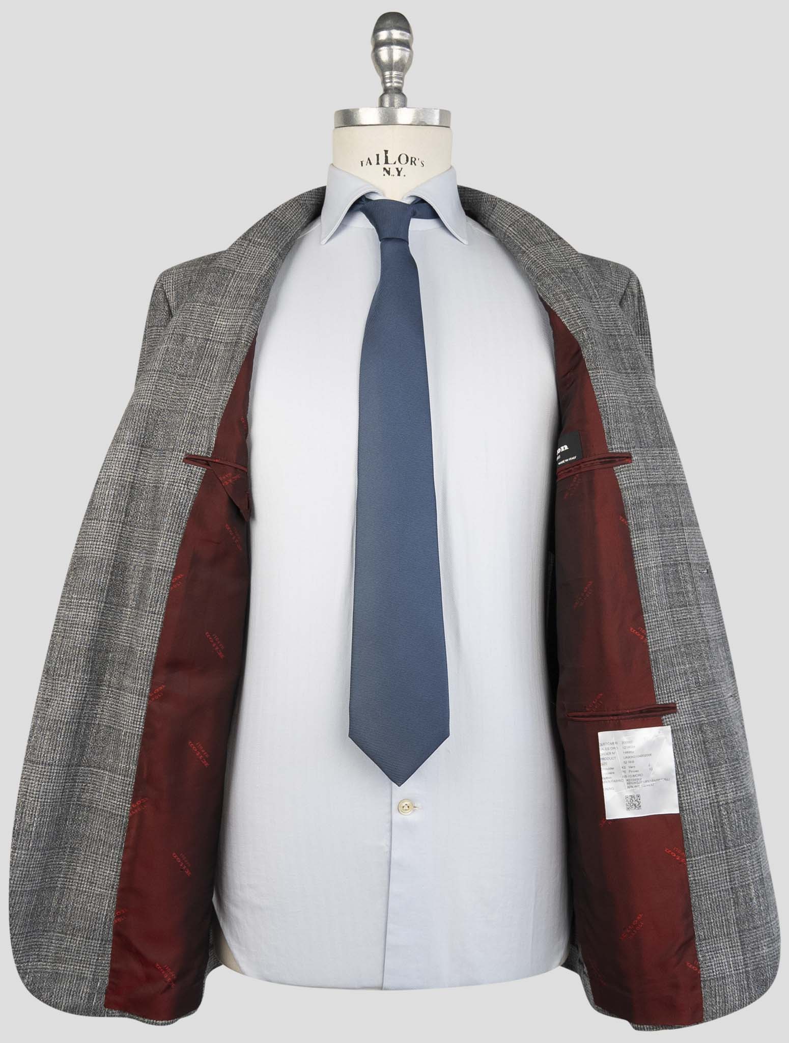 Kiton Light Gray Cashmere Virgin Wool Silk Linen Suit