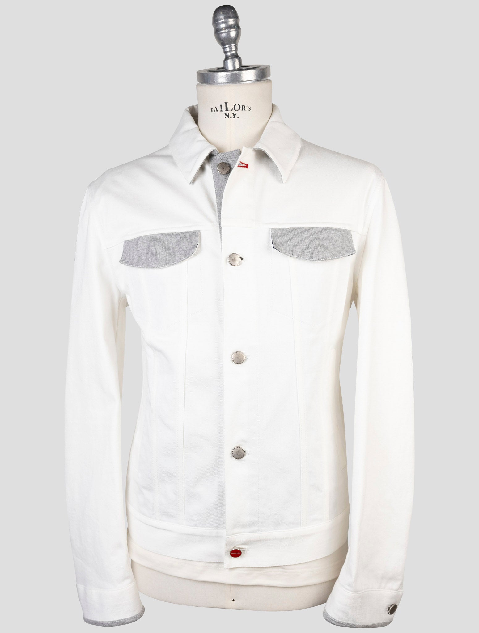 Kiton White Cotton Coat front view
