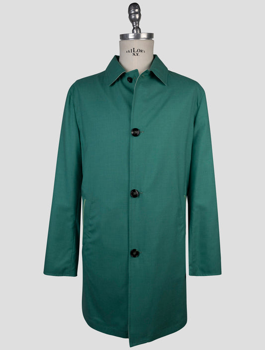 Kiton Green Beige Cashmere Silk Reverse Coat