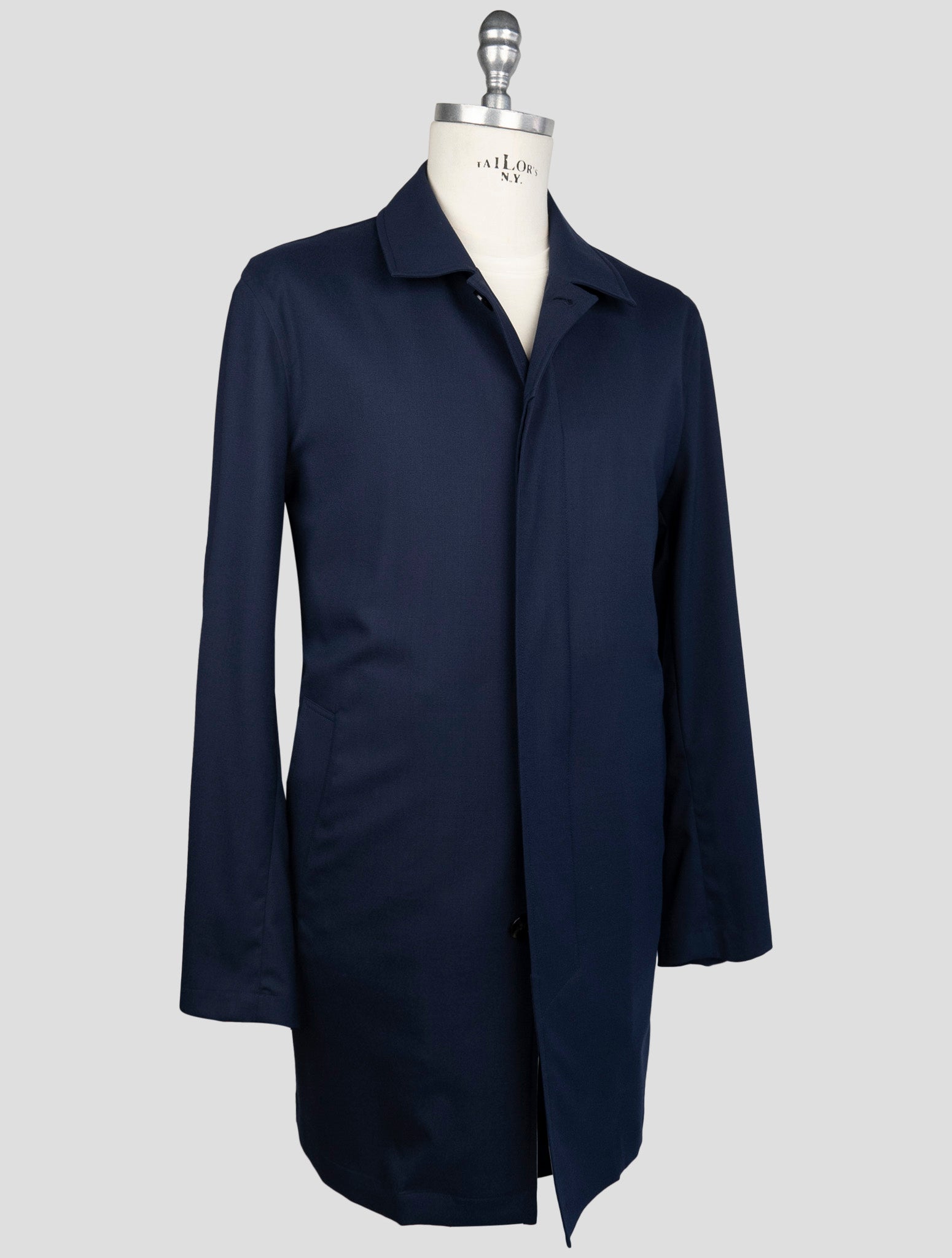 Kiton Blue Virgin Wool Pa Ea Overcoat
