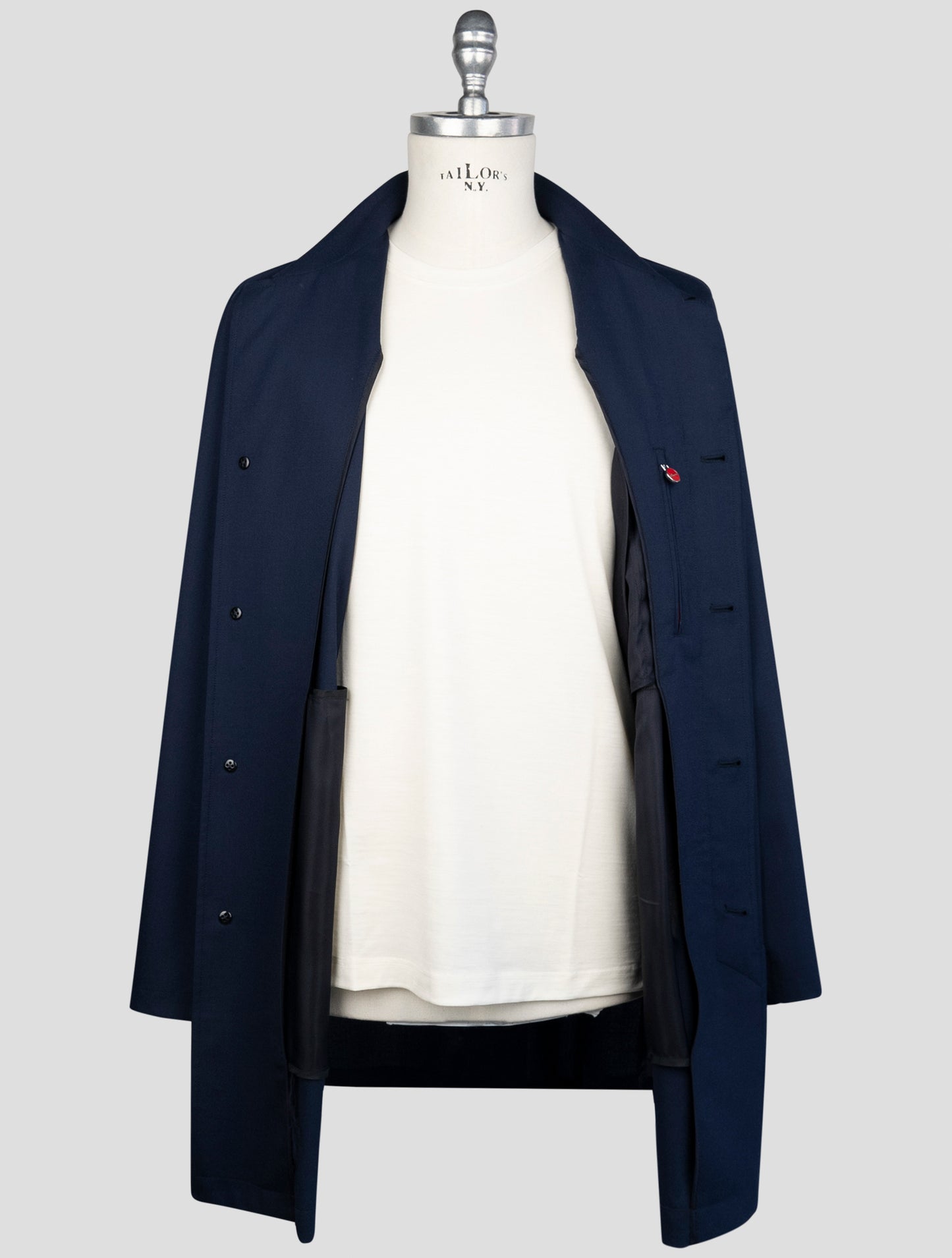 Kiton Blue Virgin Wool Pa Ea Overcoat