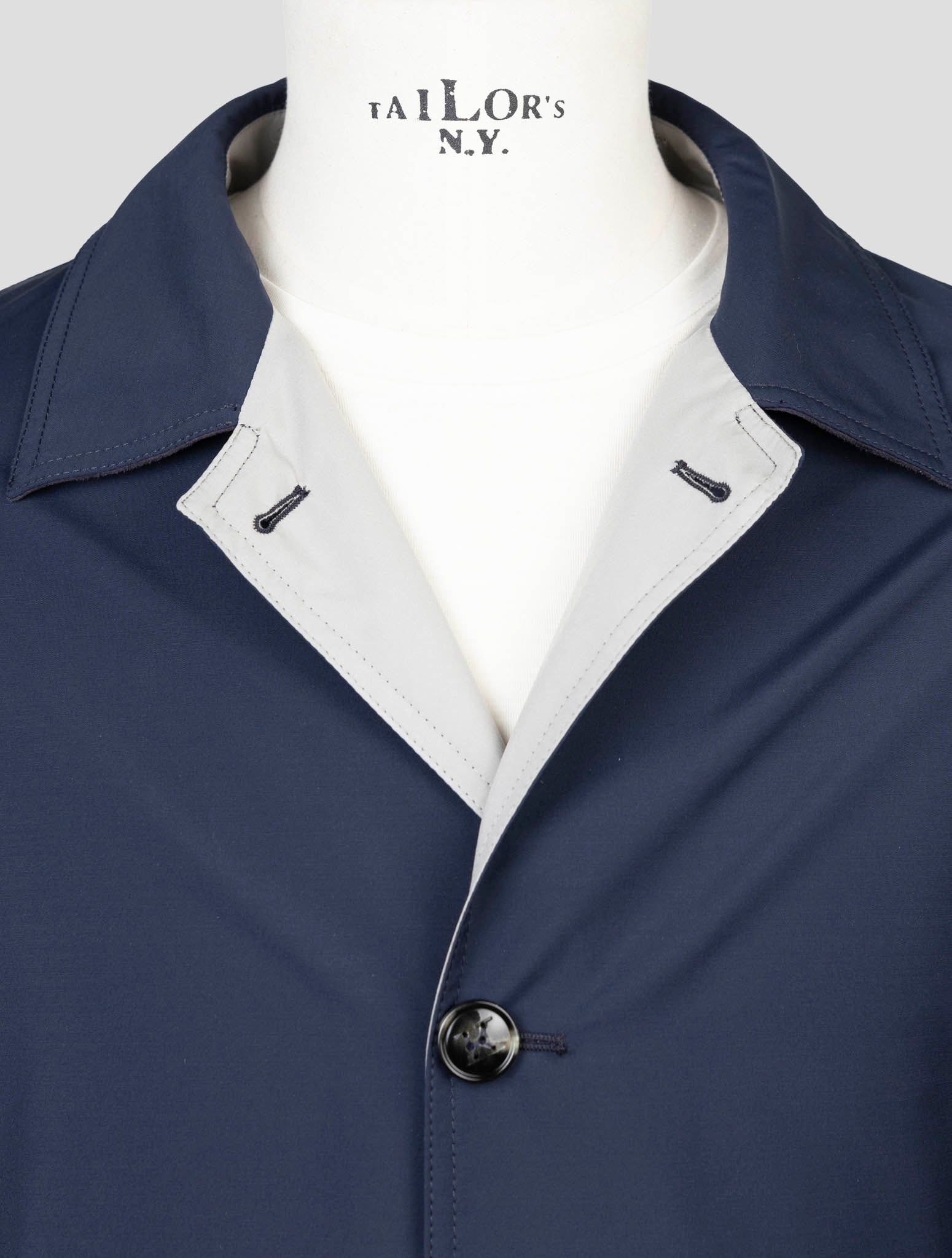 Kiton Blue Beige Wool Pa Reverse Overcoat