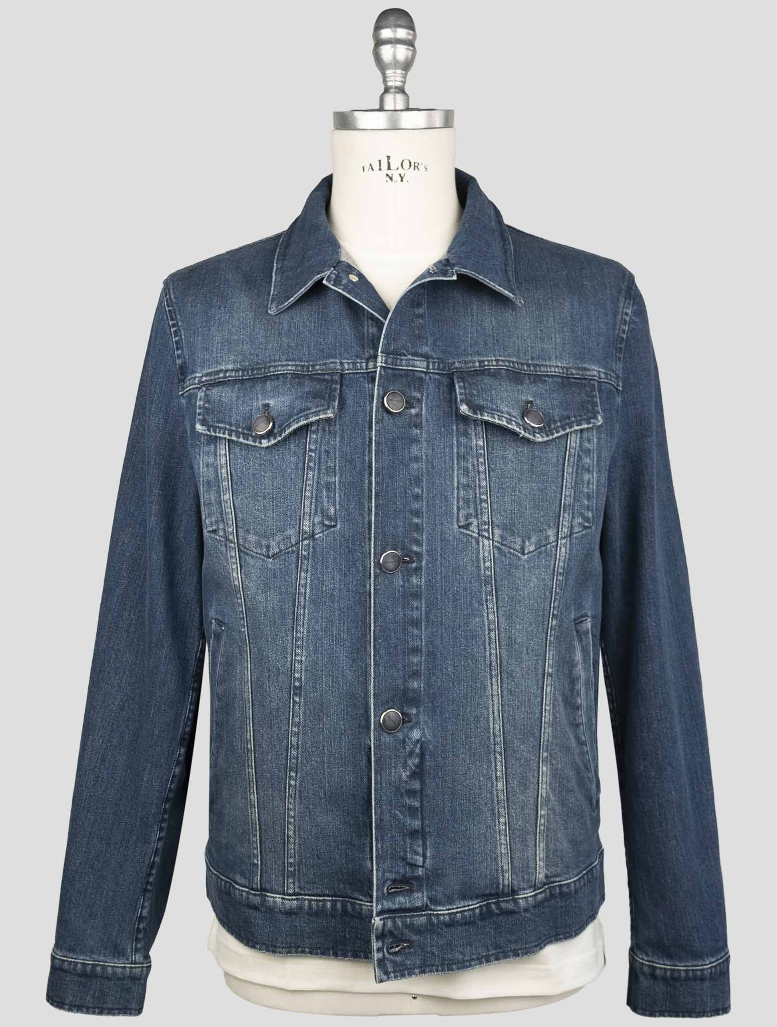 Kiton Blue Cotton Ea Coat