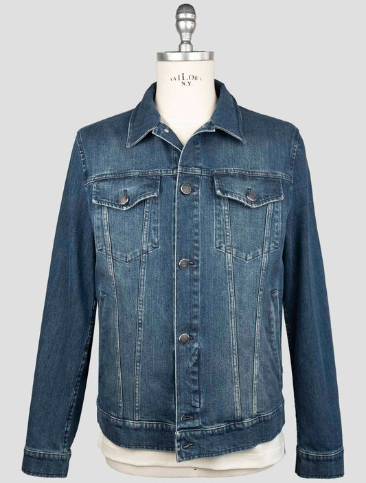 Kiton Blue Cotton Ea Coat