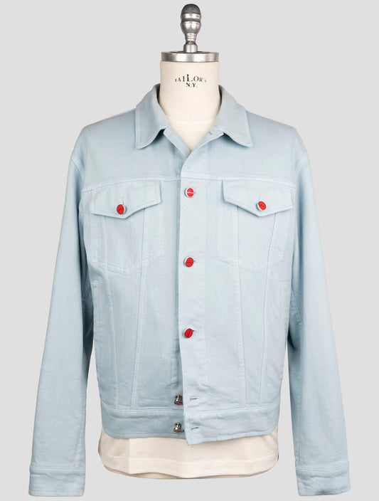 Kiton Light Blue Cotton Ea Coat