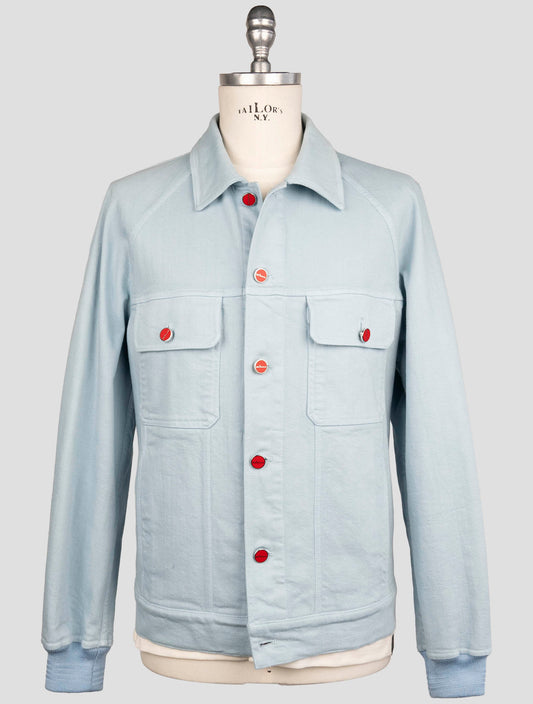 Kiton Light Blue Cotton Ea Coat