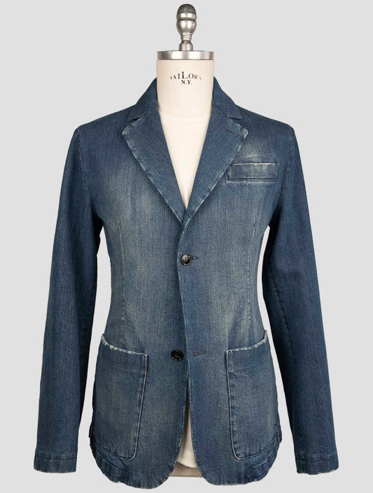 Kiton Blue Cotton Ea Coat