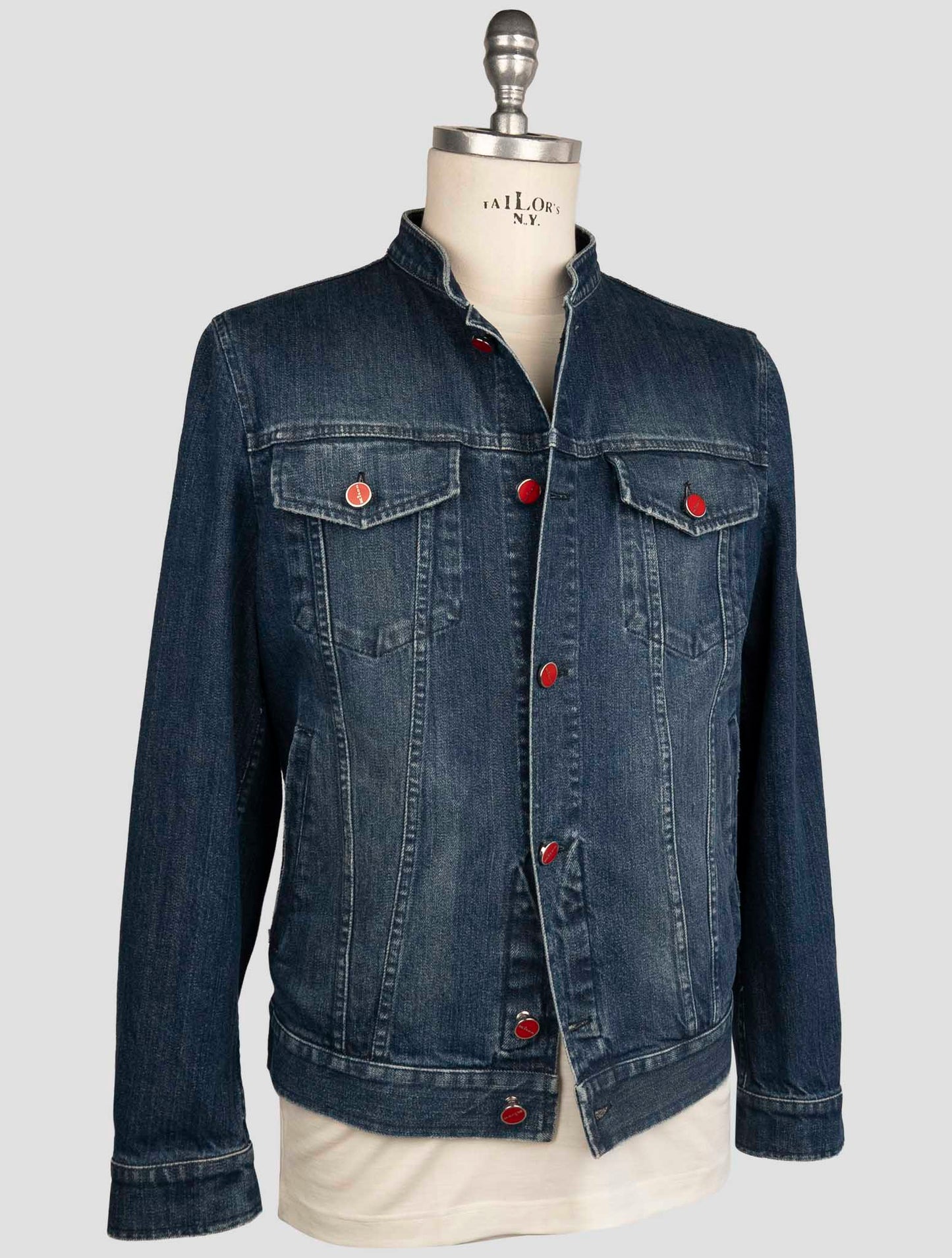 Kiton Blue Cotton Ea Coat