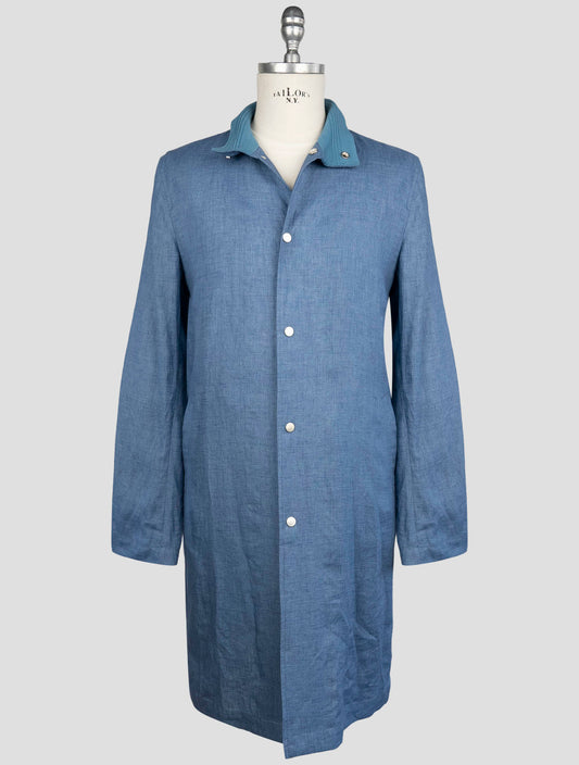 Kiton Blue Linen Overcoat