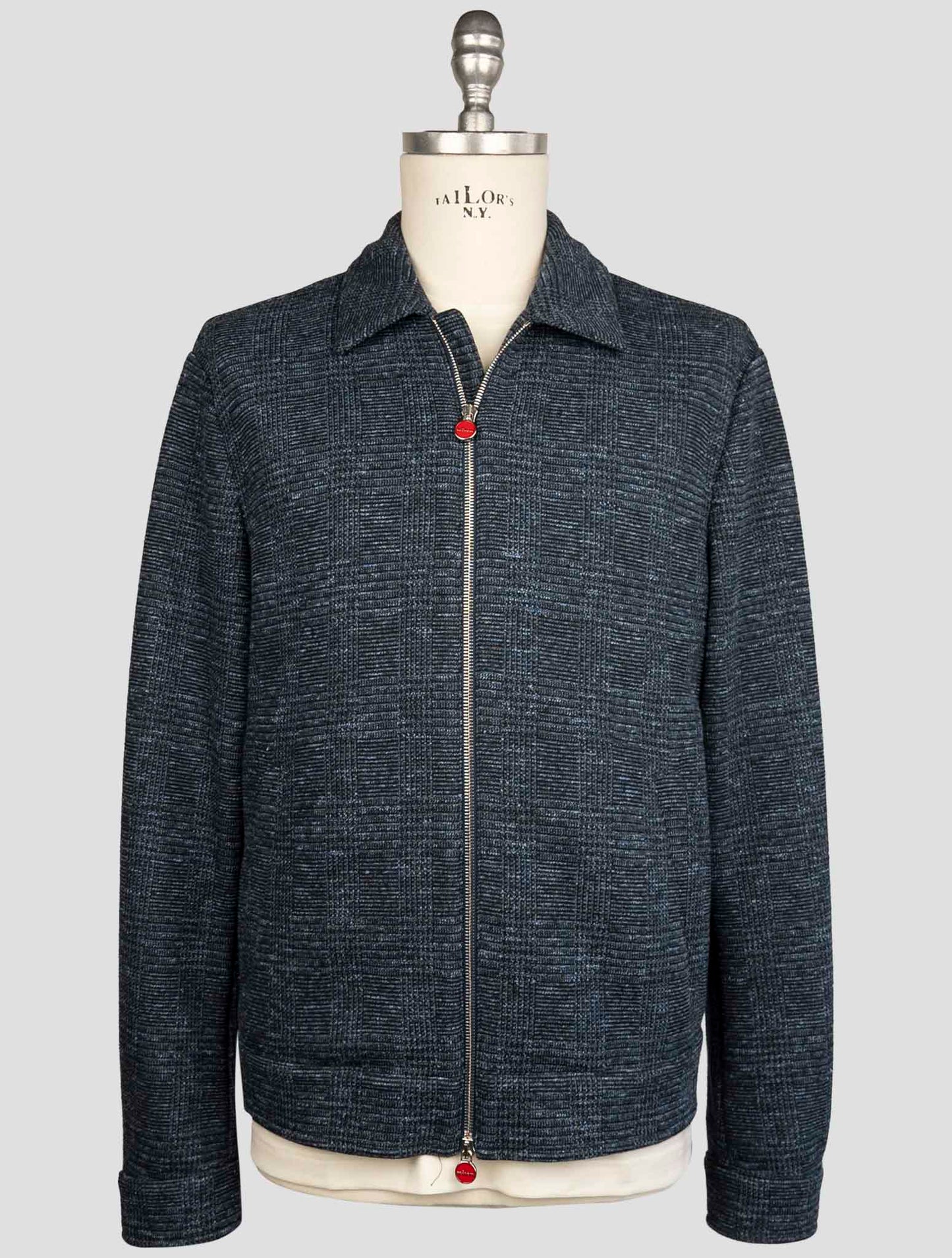 Kiton Blue Cotton Virgin Wool Pl Linen Coat