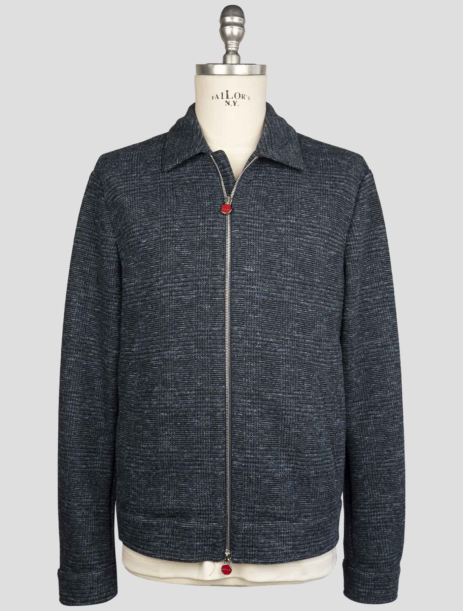 Kiton Blue Cotton Virgin Wool Pl Linen Coat