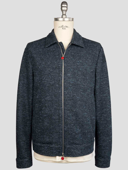 Kiton Blue Cotton Virgin Wool Pl Linen Coat