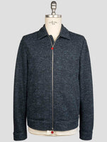 Kiton Blue Cotton Virgin Wool Pl Linen Coat