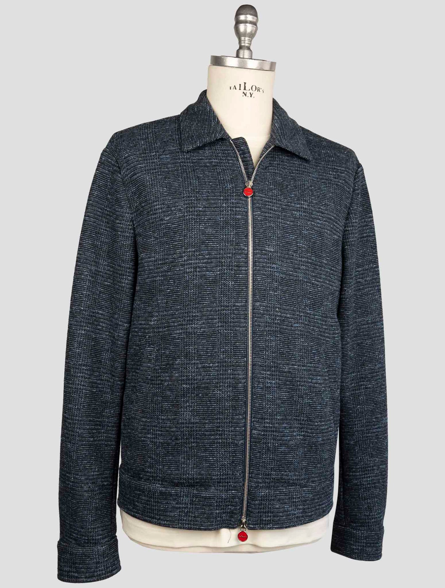 Kiton Blue Cotton Virgin Wool Pl Linen Coat
