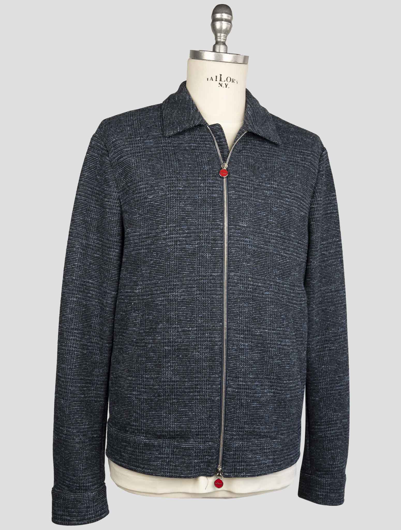 Kiton Blue Cotton Virgin Wool Pl Linen Coat