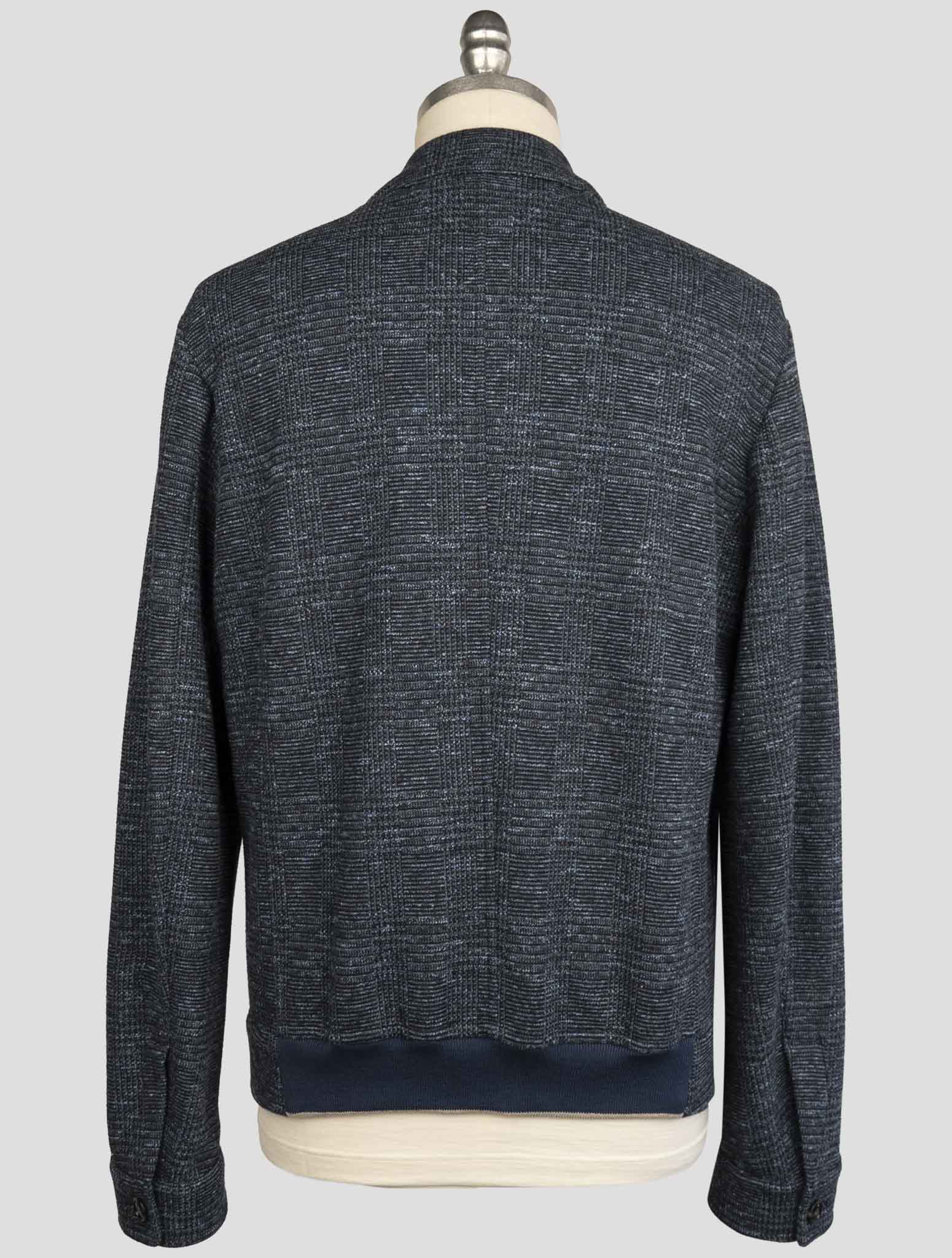 Kiton Blue Cotton Virgin Wool Pl Linen Coat
