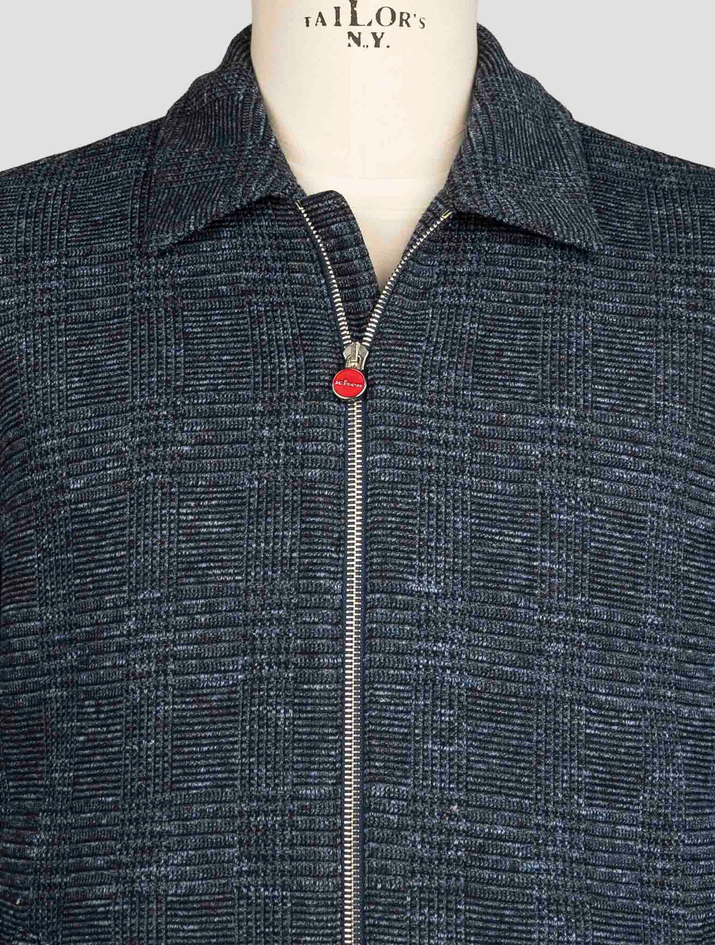 Kiton Blue Cotton Virgin Wool Pl Linen Coat
