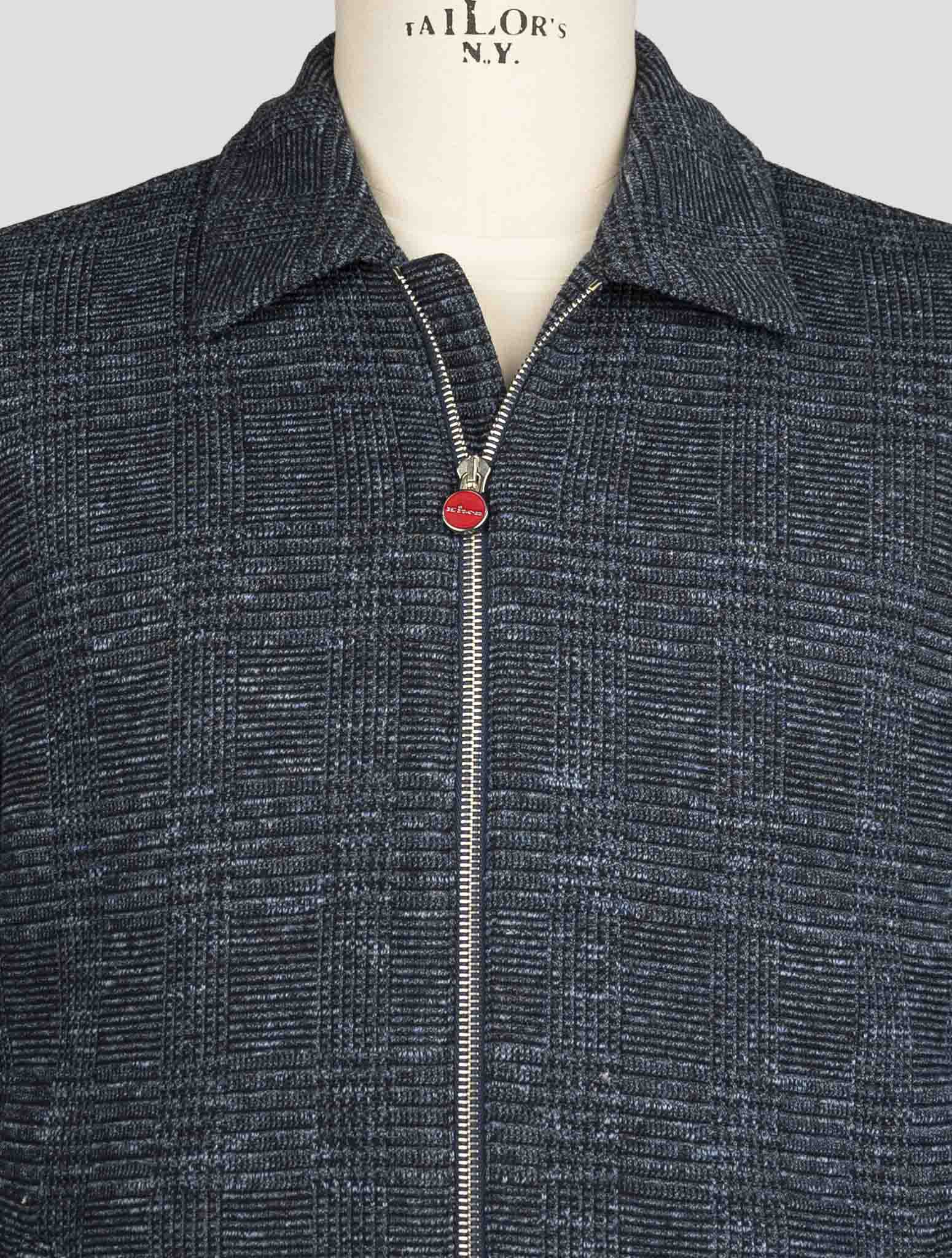 Kiton Blue Cotton Virgin Wool Pl Linen Coat
