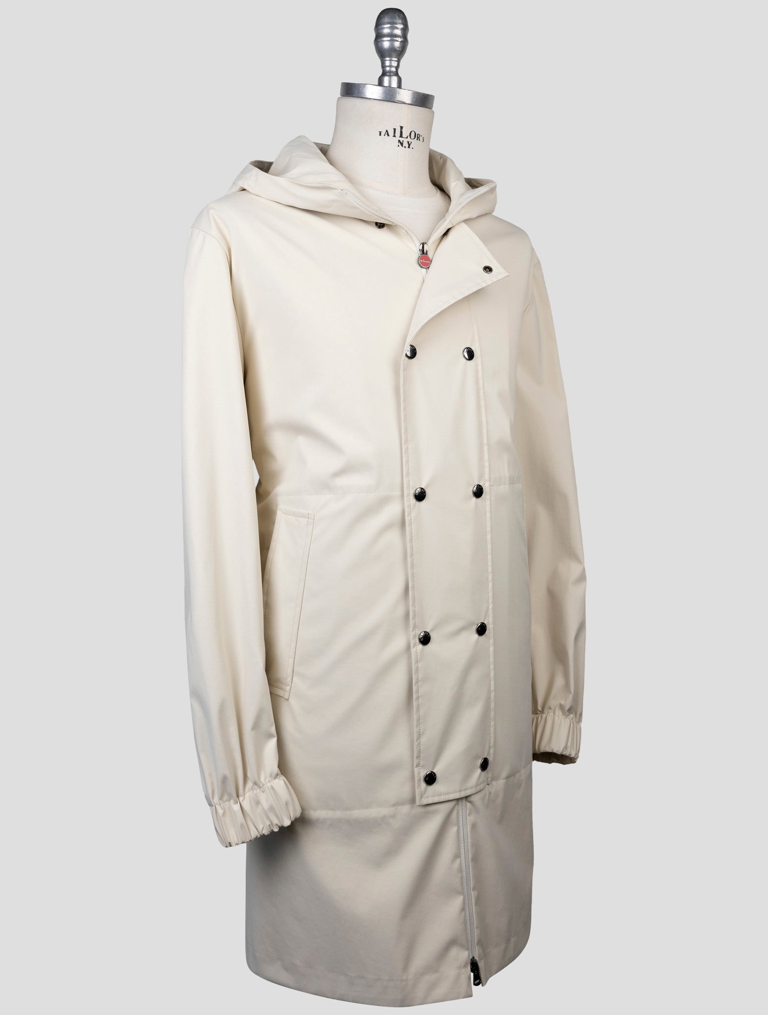 Kiton White Overcoat Detail