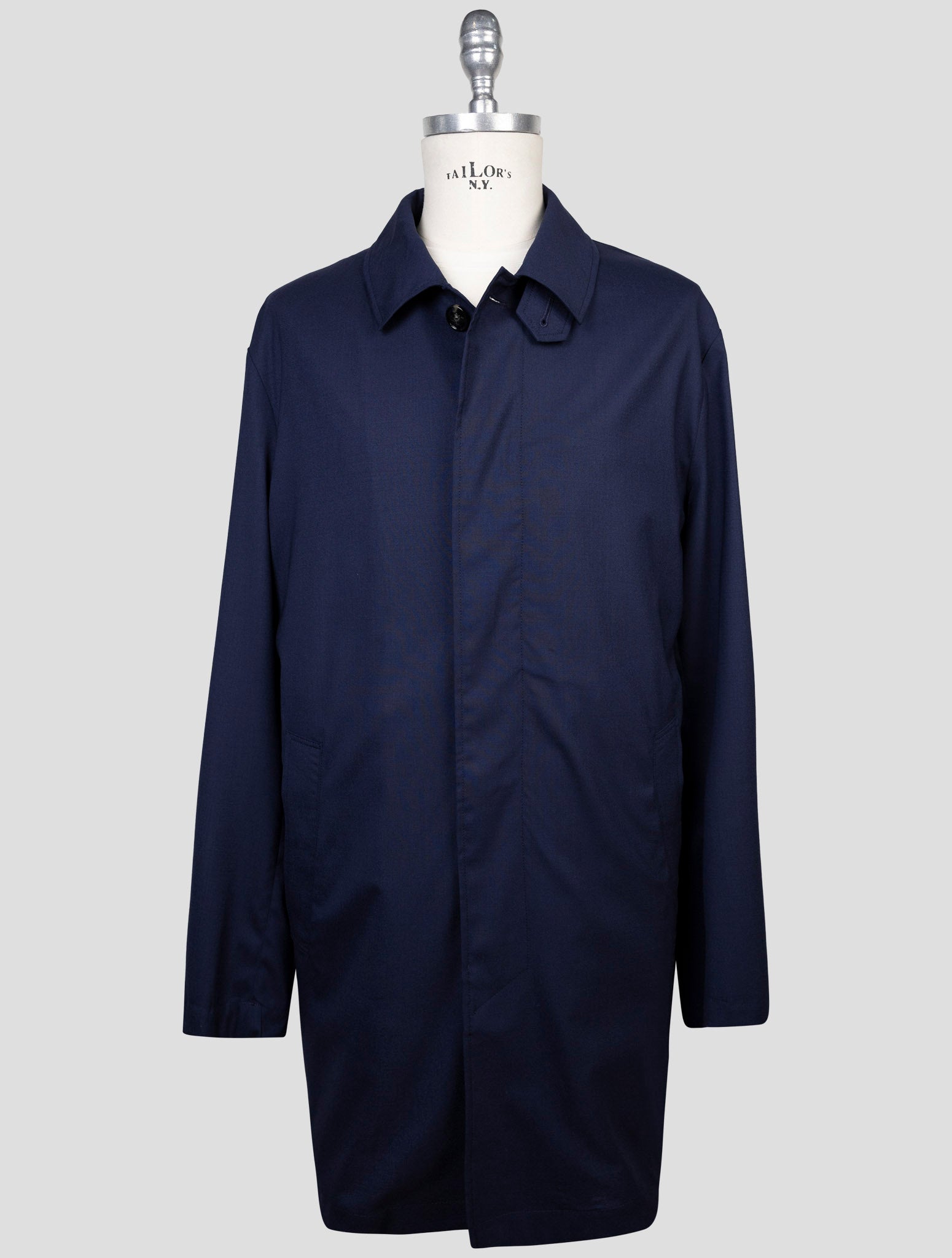 Kiton Blue Virgin Wool Overcoat