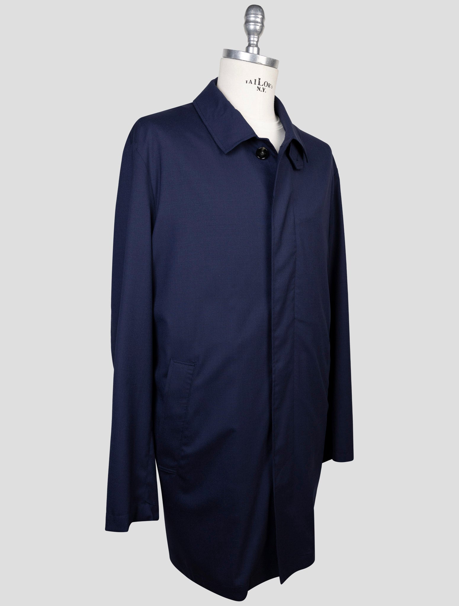 Kiton Blue Virgin Wool Pa Ea Overcoat