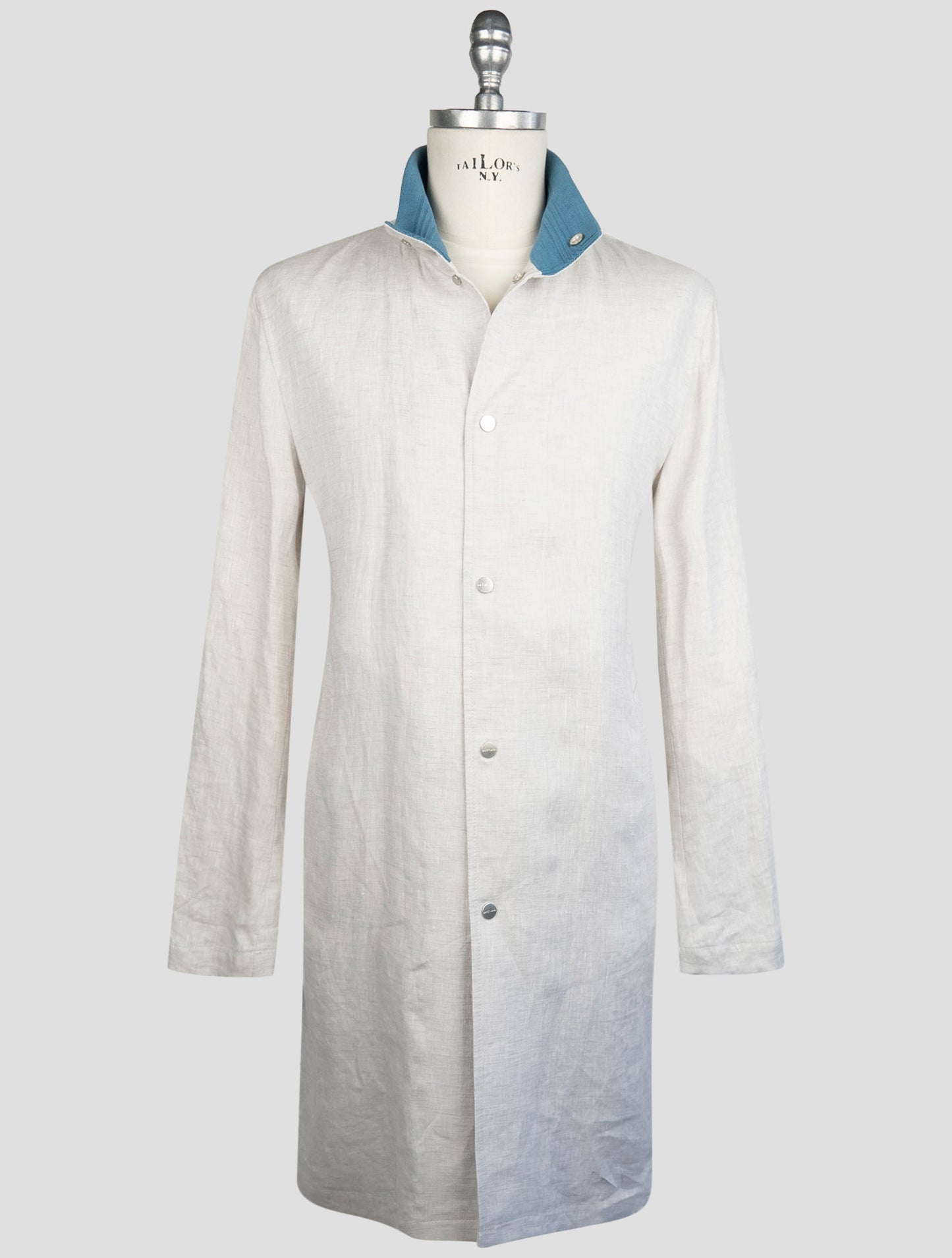 Kiton Gray Linen Overcoat